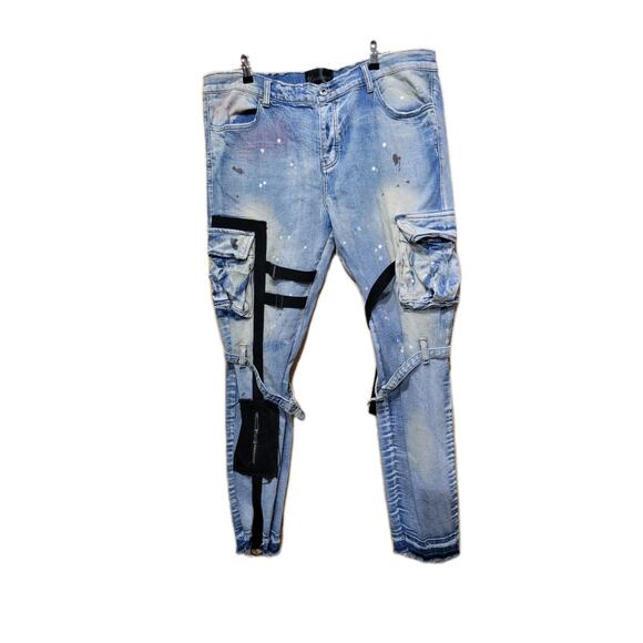Valabasas Distressed Paint Splash Skiny Leg Jeans Mens Sz 40 X 30 - Picture 1 of 14